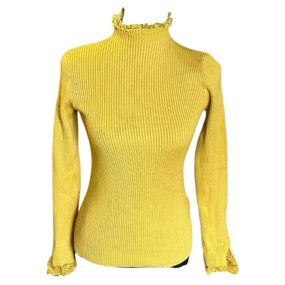 English Factory Yellow Ribbed Women's Sweater